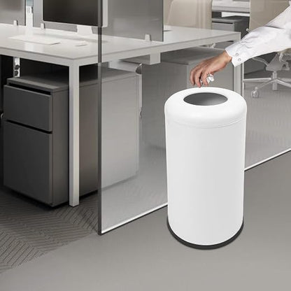 58.6 Liter / 15.48 Gallon Commercial Open Top Trash Can White Stainless Steel - Image 2