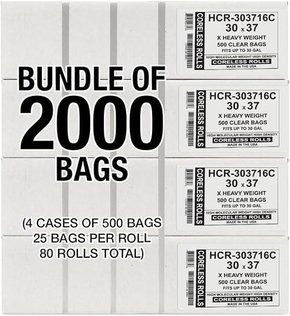 Aluf Plastics High Density Trash Bags, 30 Gallon, 16 Micron, - Image 2