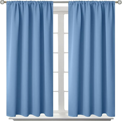 BGment Denim Blue Blackout Curtains 40 Inches Length by BGment