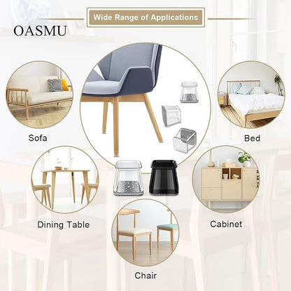 32 Pcs Chair Leg Protectors for Hardwood Floors, OASMU Silicone Felt Furniture - Image 4