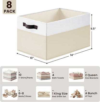 Criusia 8 Pack Large Storage Basket, Fabric Blanket Basket Living Room - Image 2