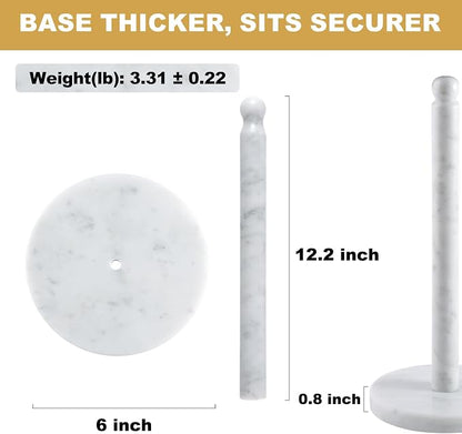 Koville Carrara Marble Paper Towel Holder Countertop, 6“ Genuine Stone Paper - Image 2