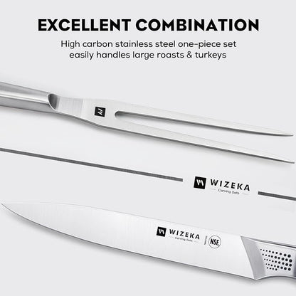 WIZEKA 8-inch Turkey Carving Knife Set 2 PCS, Stainless Steel Carving Knife and - Image 2
