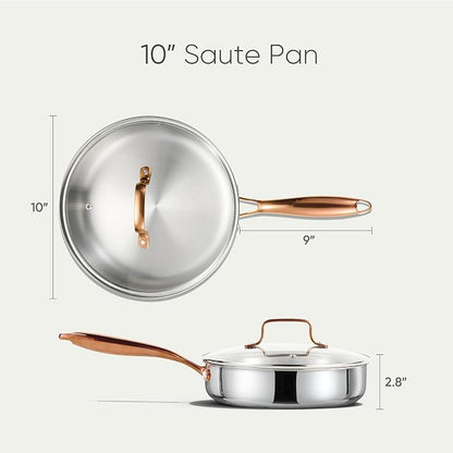 CAROTE 10" Tri-Ply Stainless Steel Deep Frying Pan - Image 2