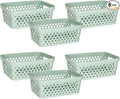 Glad Plastic Storage Basket Set, Value Pack of 6 | Open Storage Bins for Shelves, Bathroom, Pantry, Closet | Nesting Organizer Boxes with Handles, 2 Gallon, Sage