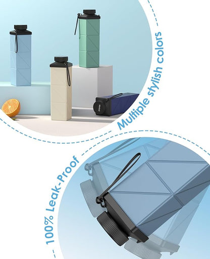 Collapsible Water Bottles, 2nd Generation Leakproof BPA-Free Travel Water Bottle 24.3oz(720ml),Lightweight Reusable Water bottle, Portable for Travel Cycling Gym Camping Sports,Blue