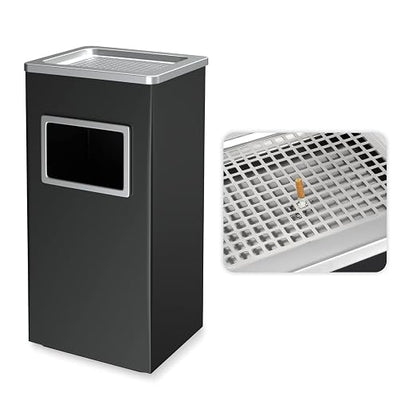 BEAMNOVA Trash Can Indoor Outdoor Black Stainless Steel Commercial Garbage Can by BEAMNOVA