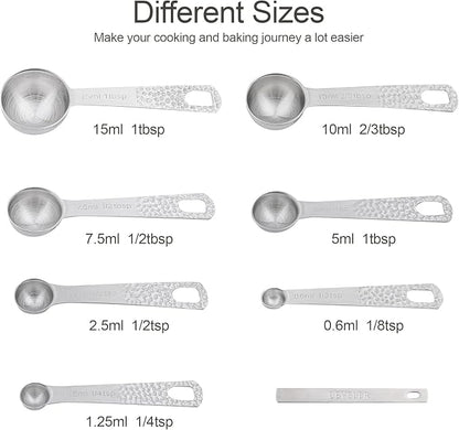 Measuring Cups and Spoons Set 14, Metric & US 18/8 Stainless Steel Measuring - Image 4