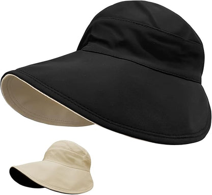 Sun Hats for Womens Wide Brim UV Protection Fishing Hats Packable Reversible Hollow Top Hat with Ponytail Beach Travel Hats