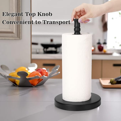 Black Paper Towel Holder Countertop, Stainless Steel Heavy Weighted Base - Image 6