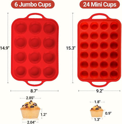 CAKETIME Silicone Muffin Pans for Baking, Metal Reinforced Frame Regular 12 - Image 3