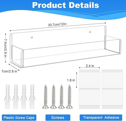 Acrylic Spice Rack Wall Mount-12 Inch, 4 Pack Hanging Seasoning Rack Organizer - Image 3