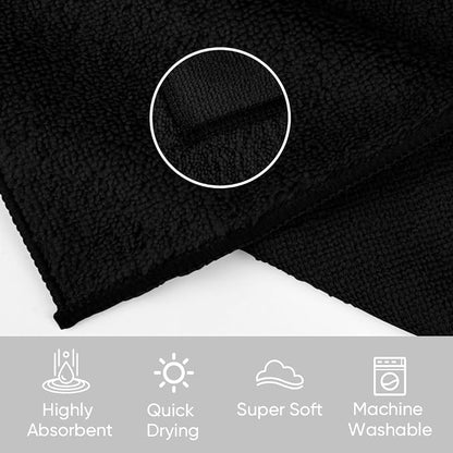 HOMEXCEL Black Washcloths 24 Pack, Highly Absorbent and Soft Microfiber Face - Image 2
