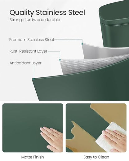 SONGMICS Trash Can with Lid, 8 Gallon Garbage Can, Stainless Steel Small Waste - Image 3