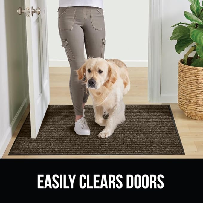 GORILLA GRIP Traffic Guard Door Mat, 2 Pack, Heavy Duty Waterproof Doormat, Commercial Office Space Welcome Mats, Stain and Fade Resistant, Low Profile, Strong Rubber Backing, 35x23, Brown