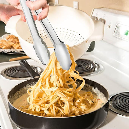 2 Pack Serving Tongs Serving Utensils Salad Tongs Metal Buffet Tongs Non-slip & - Image 3
