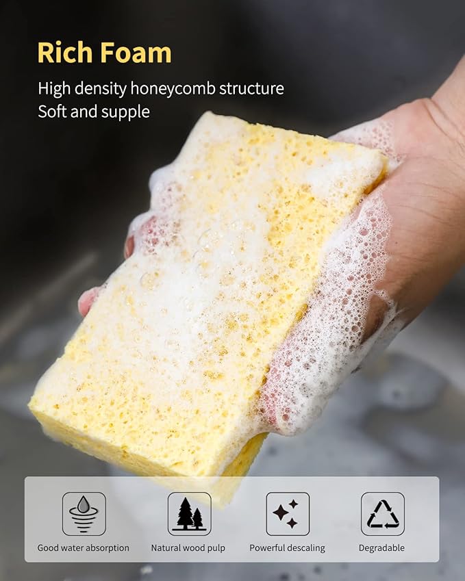 Cellulose Sponges, Heavy Duty Scrub Kitchen Sponge, Clean Tough Messes Without - Image 2