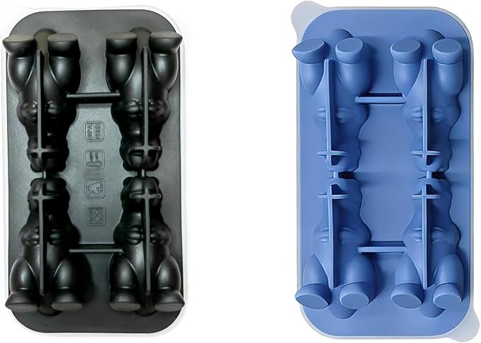 7.48inch Newly Upgraded 4-grid 3D Dinosaur Ice Tray and Covered Silicone Ice Tray, Suitable for Bars, Outdoor and Home Use (1, 2 colors randomly)