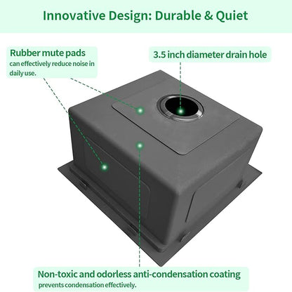 Kitchen Sink, 17 x 19 Inch Drop-in Bar Sink Stainless Steel Topmount Kitchen Sink Single Bowl Workstation Sink with Cutting Board