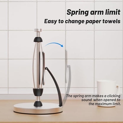 VEHHE Paper Towel Holder Countertop, One-Handed Tear, Stainless Steel, Stand - Image 4