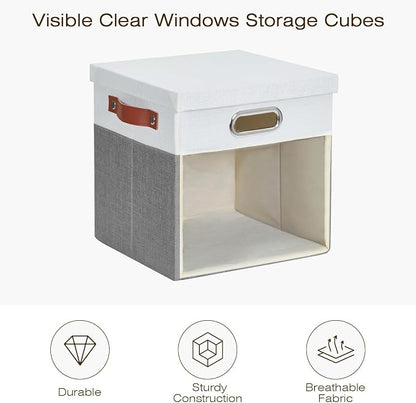 Fabric Storage Cubes with Clear Windows and Lids, Decorative Storage Boxes - Image 3