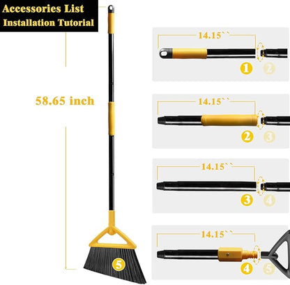 Heavy Duty Broom Outdoor and Indoor, 3 Pack Upgraded Commercial Angle Brooms - Image 6