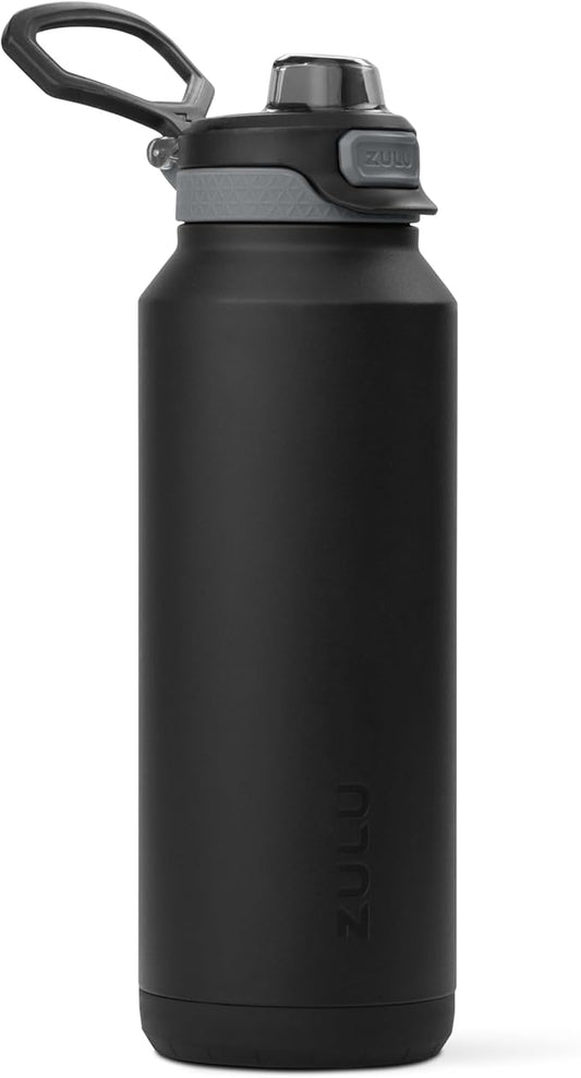 ZULU Powerfill Pro 40oz Stainless Steel Water Bottle with Quick Fill Lid, Triple Walled Vacuum Insulated Metal, Leak Proof Locking Lid, Sip and Chug, Reusable BPA Free, Black