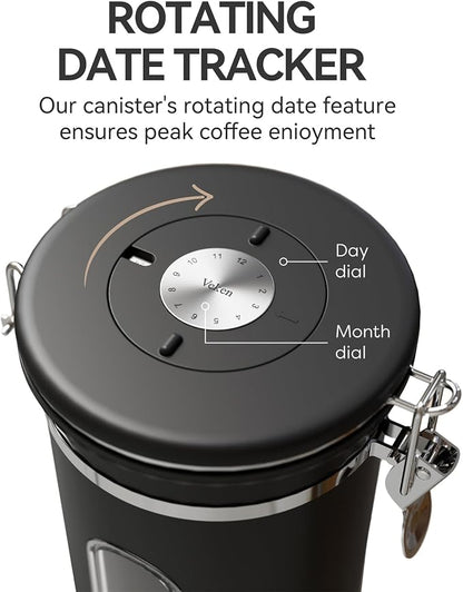 Veken Coffee Canister with Window, Airtight Stainless Steel Pantry Container - Image 7