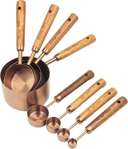 Measuring Cups and Spoons Set of 8, Stainless Steel Measuring Cup by Muchtolove