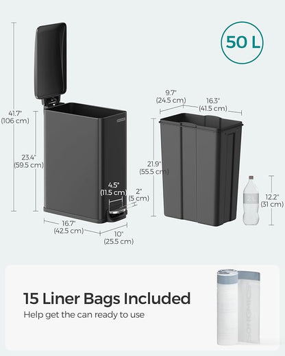 SONGMICS Slim Trash Can, 13-Gallon Garbage Can - Image 6