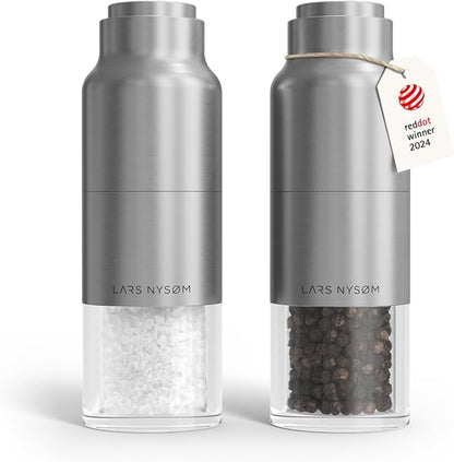 LARS NYSØM Salt and Pepper Grinder Set, Stainless Steel Manual Salt and Pepper by LN