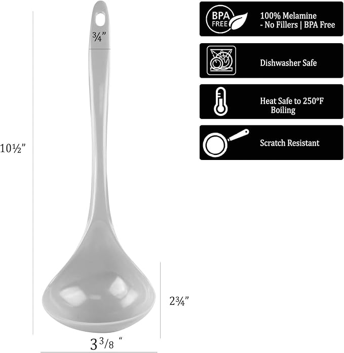 Reston Lloyd Melamine Soup Ladle Kitchen Utensil, Durable BPA-Free Plastic - Image 6
