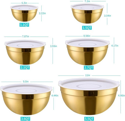6 Piece Gold Mixing Bowls Set - Image 2