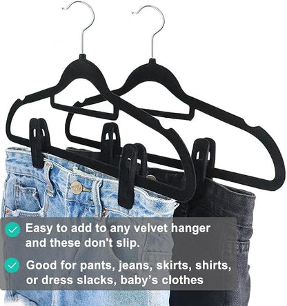 Black Velvet Hangers Clips 20 PCS, Non-Slip Velvet Clips - Image 5