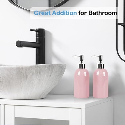 Natheeph 14OZ Ceramic Soap Dispenser Ceramic Soap Pump Dispenser Can Fill Liquid - Image 5