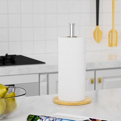 Wooden Paper Towel Holder Countertop, Non-Slip Base, Stainless Steel, - Image 7
