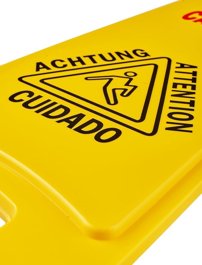 Wet Floor Sign, Slippery When Wet A-Frame Caution Sign, Bright Yellow 4 PACK - Image 2