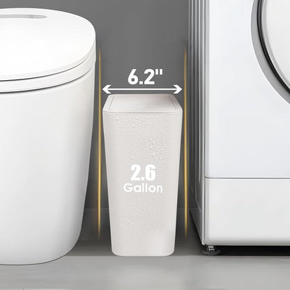 TIPGO Bathroom Trash Can with Lid, 10 Liter/ 2.6 Gallon Slim Garbage Can - Image 2