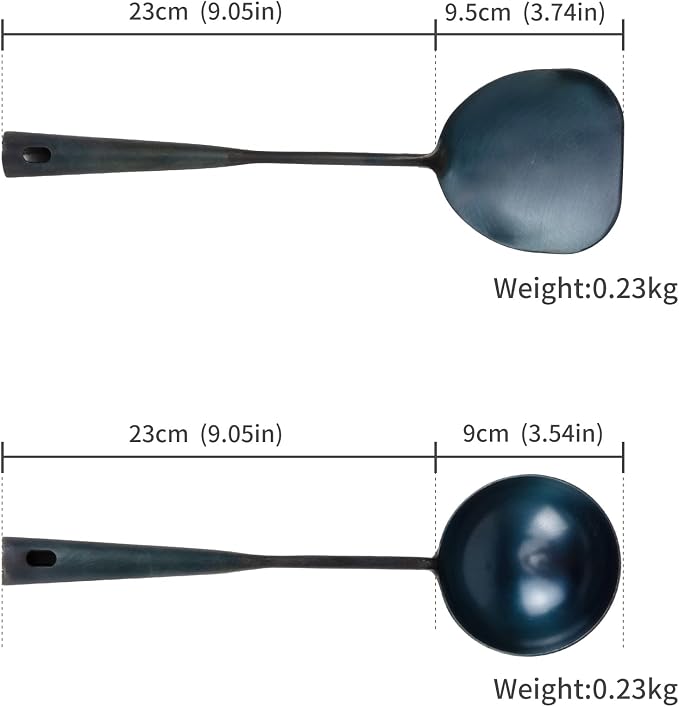 ZhenSanHuan Chinese Traditional HandMade Iron Ladle Wok Tool, Long wok utensils - Image 5