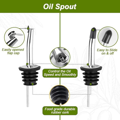 Green Olive Oil Dispenser Bottle - 17oz/500ml Glass Oil and Vinegar Bottles Set - Image 4