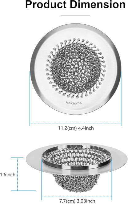 Sink Drain Strainer: Anti-Slip Flexible Chainlink, 304 Stainless Steel. - Image 6