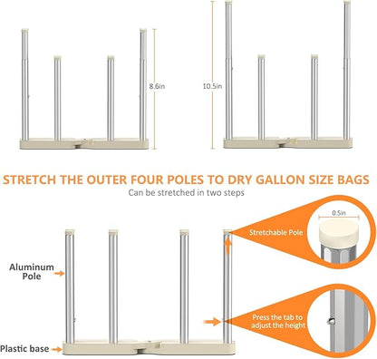 Reusable Storage Bag Drying Rack, Retractable Metal Bottle Drying Rack - Image 2