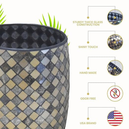 Escenzy Modern Bathroom Trash Can Mosaic Glass 5L | Decorative Small Garbage - Image 4