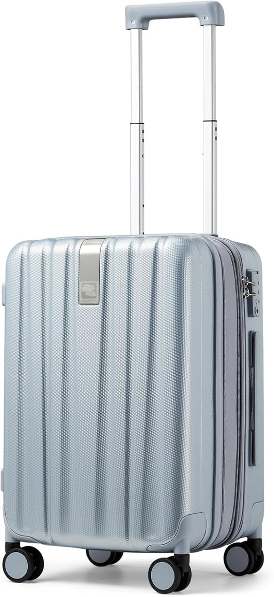 Hanke 20 Inch Expandable Carry on Luggage 22x14x9 Airline Approved Lightweight PC Hard Shell Suitcases with Wheels Travel Luggage Rolling Suitcase Travel Luggage Bag for Weekender(Gray)