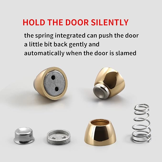 YAGU 1 Pack Magnetic Door Stopper Catch, Zinc Alloy Bright Gold Door Stops - Image 8