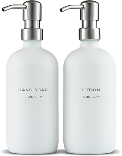 MaisoNovo Soap Dispenser 2-Piece Set | 16.9oz White Bottles by MaisoNovo-TheArtofSustainableLiving