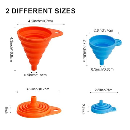 Kitchen Funnel Set of 6, Food Grade Foldable Small and Large Funnel Colorful - Image 3