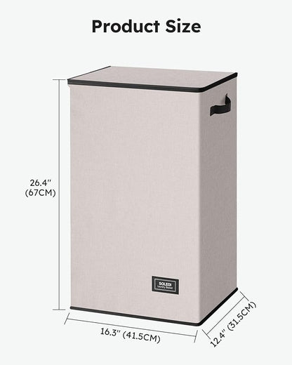 SOLEDI Laundry Hamper with Lid 90L Large & Tall Collapsible Laundry Basket, Clothes Hamper with Bag Removable Easy to Carry, Dirty Hampers for Bedroom, Bathroom, Dorm, College, Light taupe