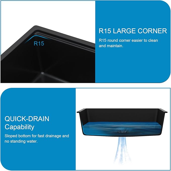 32 Granite Composite Kitchen Sink - Donsdey 32 Inch Black Kitchen Sink Undermount Granite Quartz Composite Ledge Workstation Matte Black Under Counter Single Bowl Sink Basin