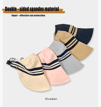 Sun Hats for Womens Wide Brim UV Protection Fishing Hats Packable Reversible Hollow Top Hat with Ponytail Beach Travel Hats